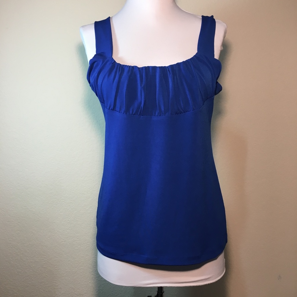 Ann Taylor ruched sleeveless top L EUC